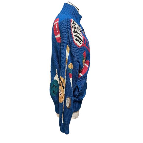 Lisa Nichols Womens Vintage 1988 Football Sports Heavy Cozy Knit Cardigan Sz M - Picture 12 of 16